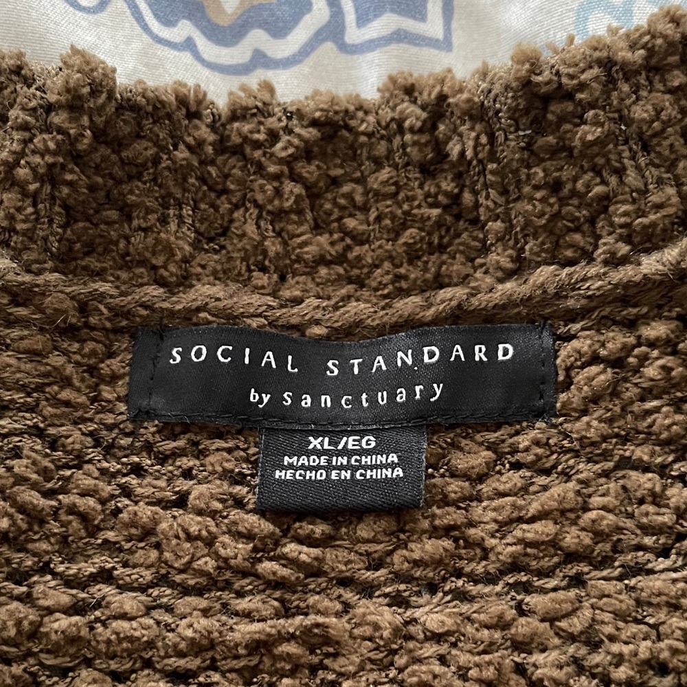 Sanctuary Social Standard Brown Crew Neck Sweater.